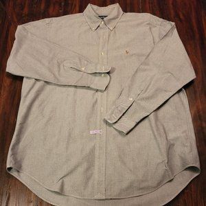 Men's Size LG Ralph Lauren Blake button down in light grey pinpoint